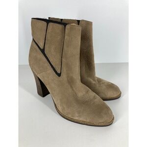 Lucky Brand Ankle Boots 7.5 Maldeev Brindle Taupe Nubuck Pull on Bootie
